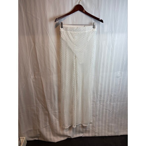 White‎ Fishnet High Rise Flare Cover Up Pant Size M RefM012 - Picture 4 of 6